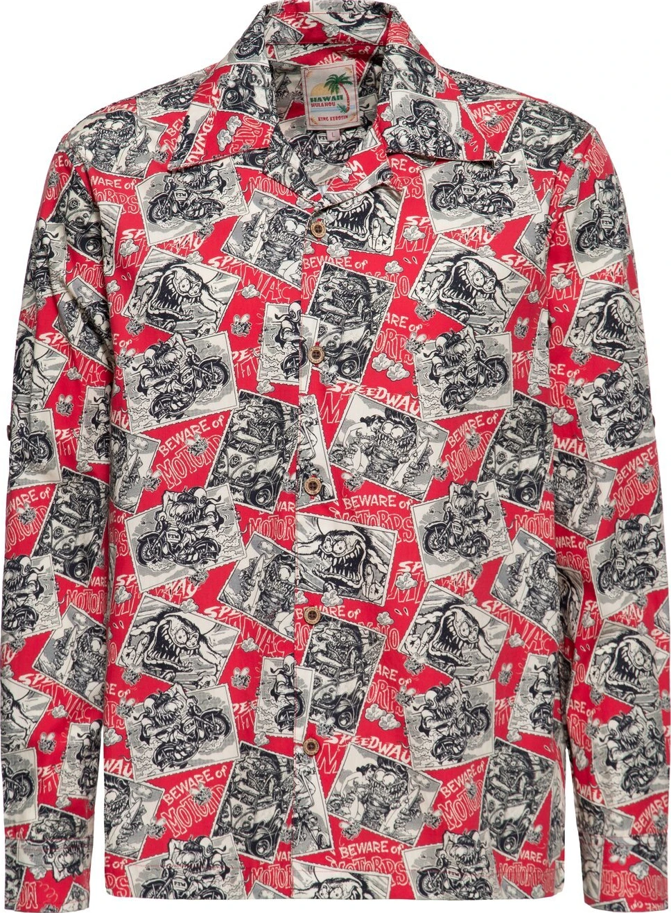 King Kerosin AOP shirt, off Red, dark Red, Red, M