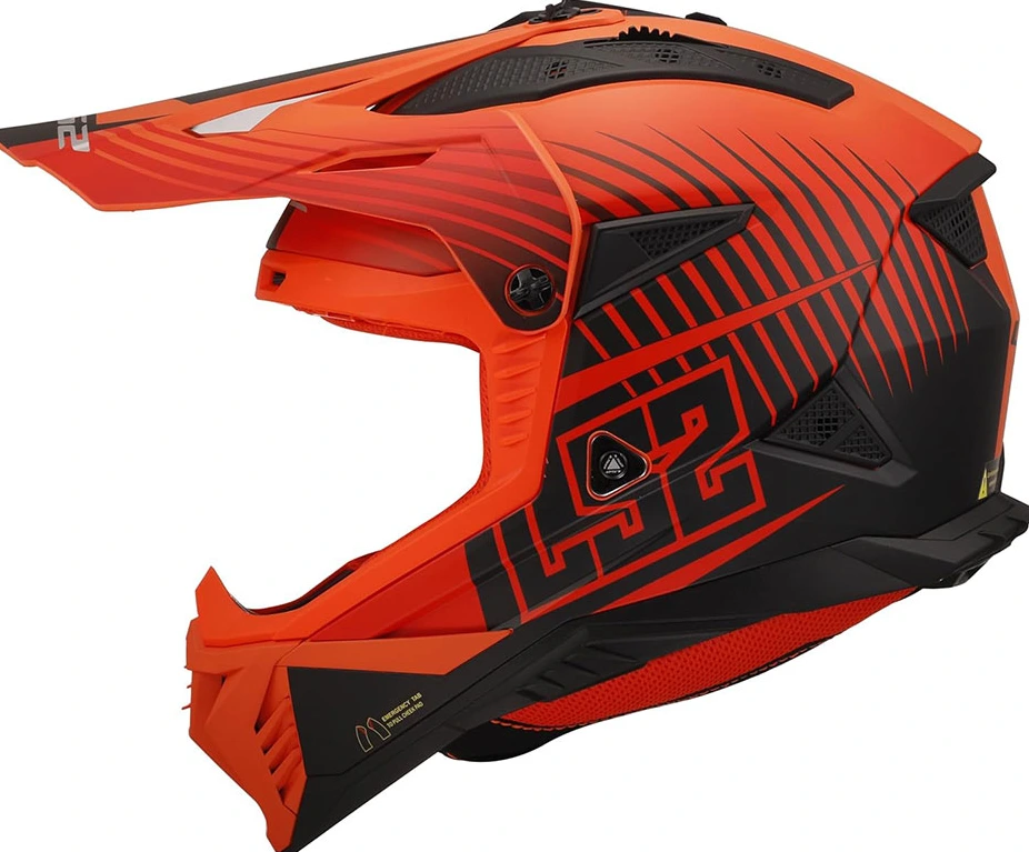 LS2 MX708 FAST II DUCK шлемы - M, Матовый H-V Оранжево-красный