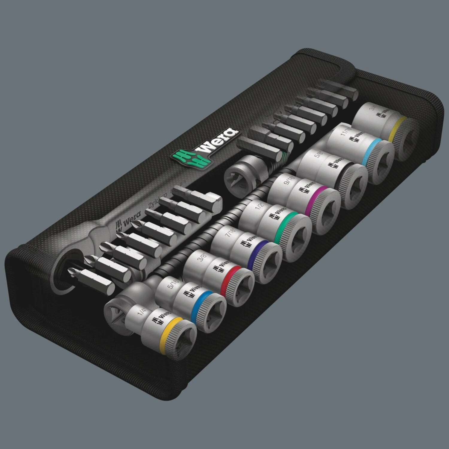 Wera Zyklop metal ratchet switch kit 3/8" drive - US sizes, Chrome
