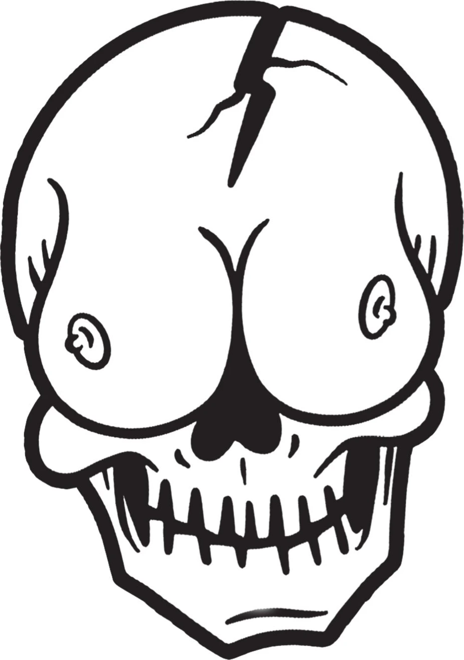 Down-n-Out Skull Boob sticker