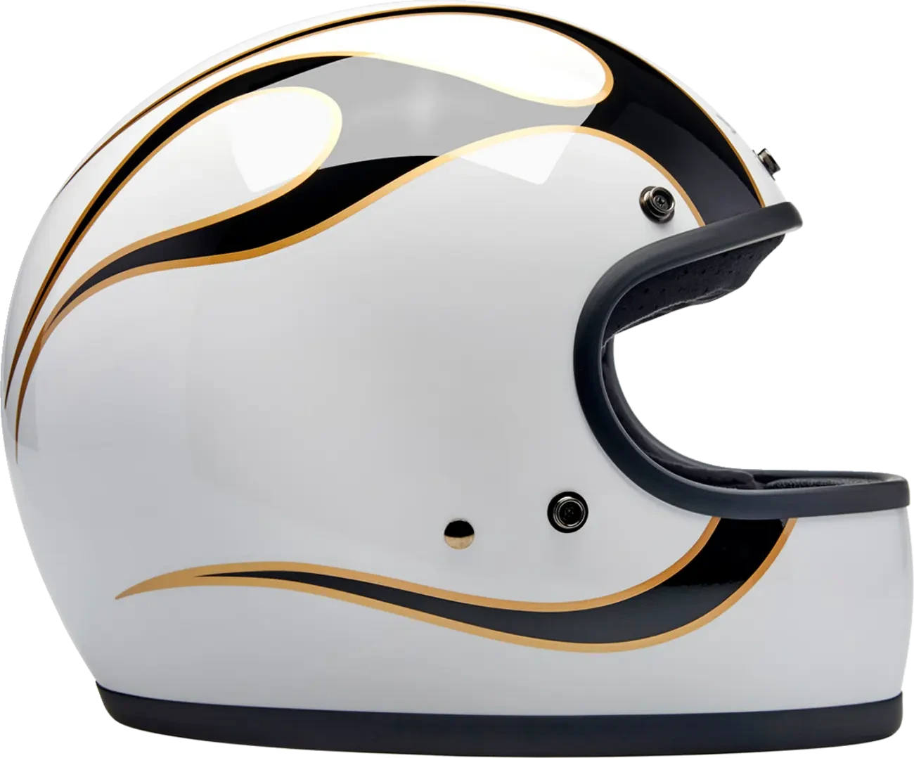 HELMET GRINGO GLOSS WHITE/BLACK W/ FLAMES FLAM MD