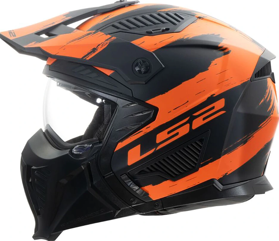 LS2 OF606 DRIFTER MUD helmet - S, Matt Black Orange