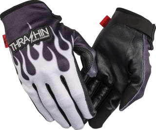 Stealth Leather Palm Flame Gloves