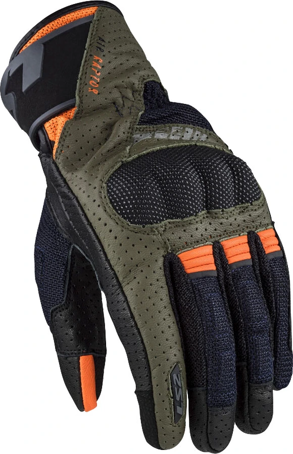 LS2 Air Raptor Man Gloves - 2XL, Green Blue H-V Orange