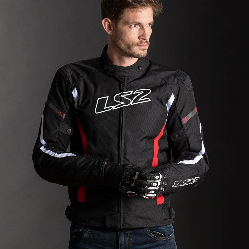 LS2 Gate Man Jacket - Black Red, 3XL