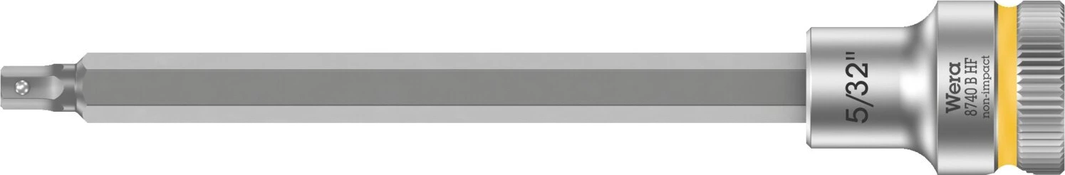 Wera Zyklop 3/8" Hex socket bit w/ holding function US sizes, 107 mm, Brushed