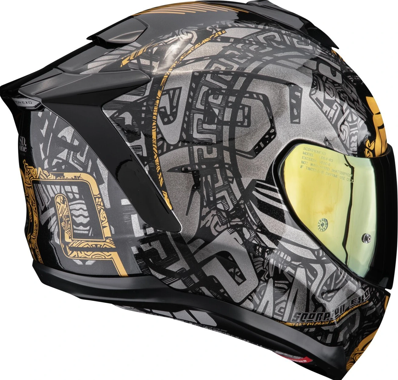 Scorpion Exo-1500 Air Apus helmet, Black, grey, gold, L, Gloss