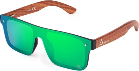 AMOQ Burst Sunglasses PLRZD Wood-Green Mirror