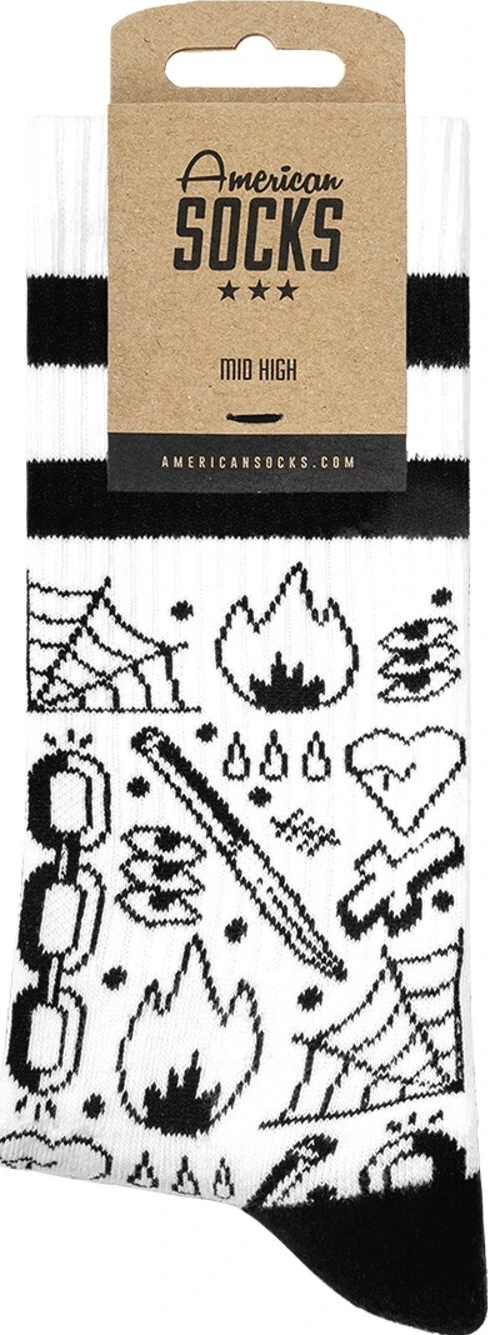 American Socks Broken Chain Mid High socks, White, One size fits most