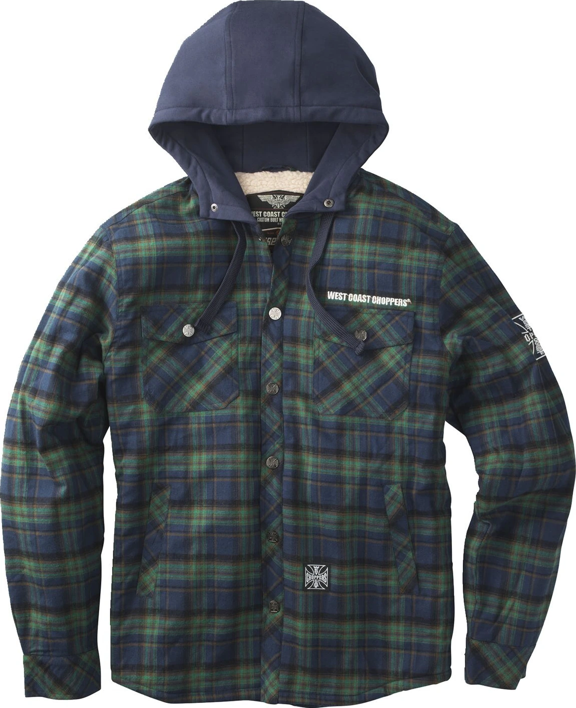 WCC Sherpa lined flannel jacket blue/green, S