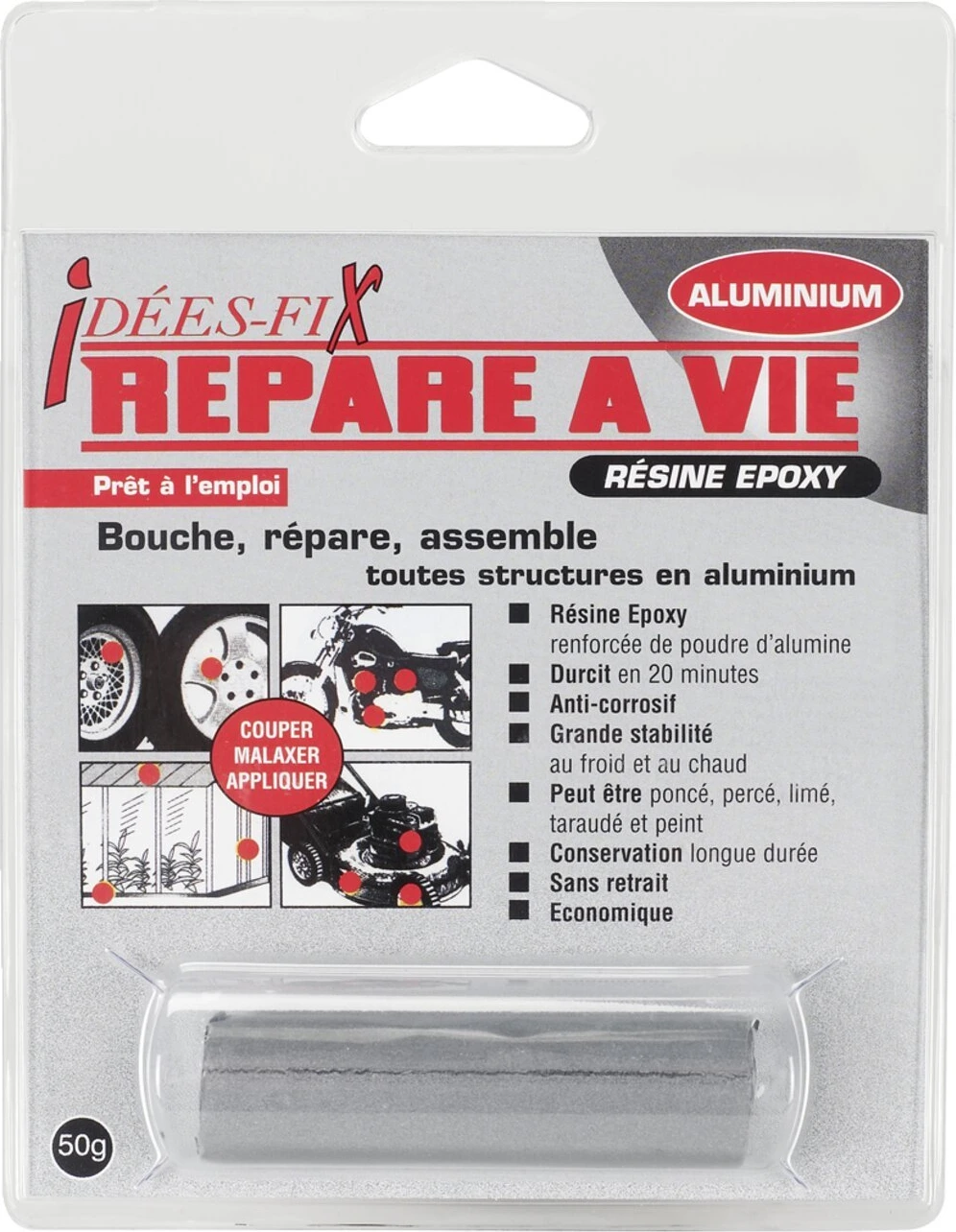Pressol, Idées-Fix moldable metal. Aluminum, 50 grams, 50 mm