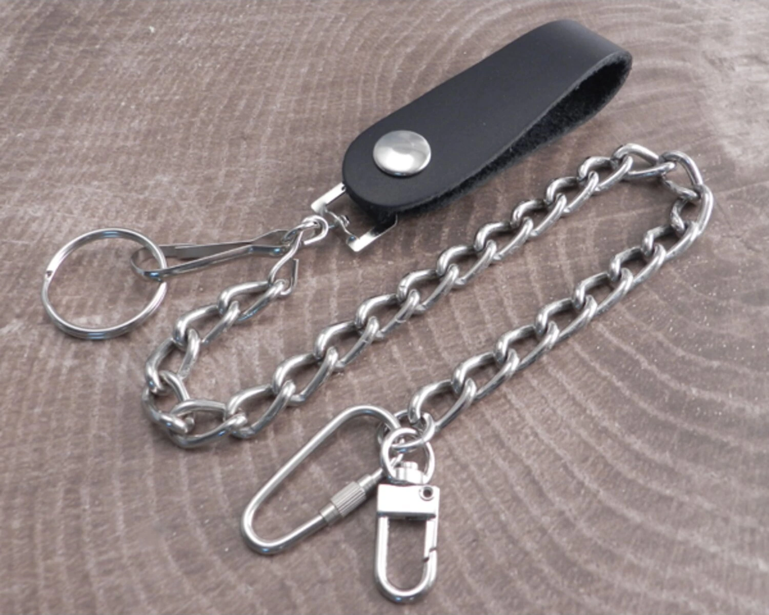 Amigaz Leather Belt Loop Wallet Chain 16", Black