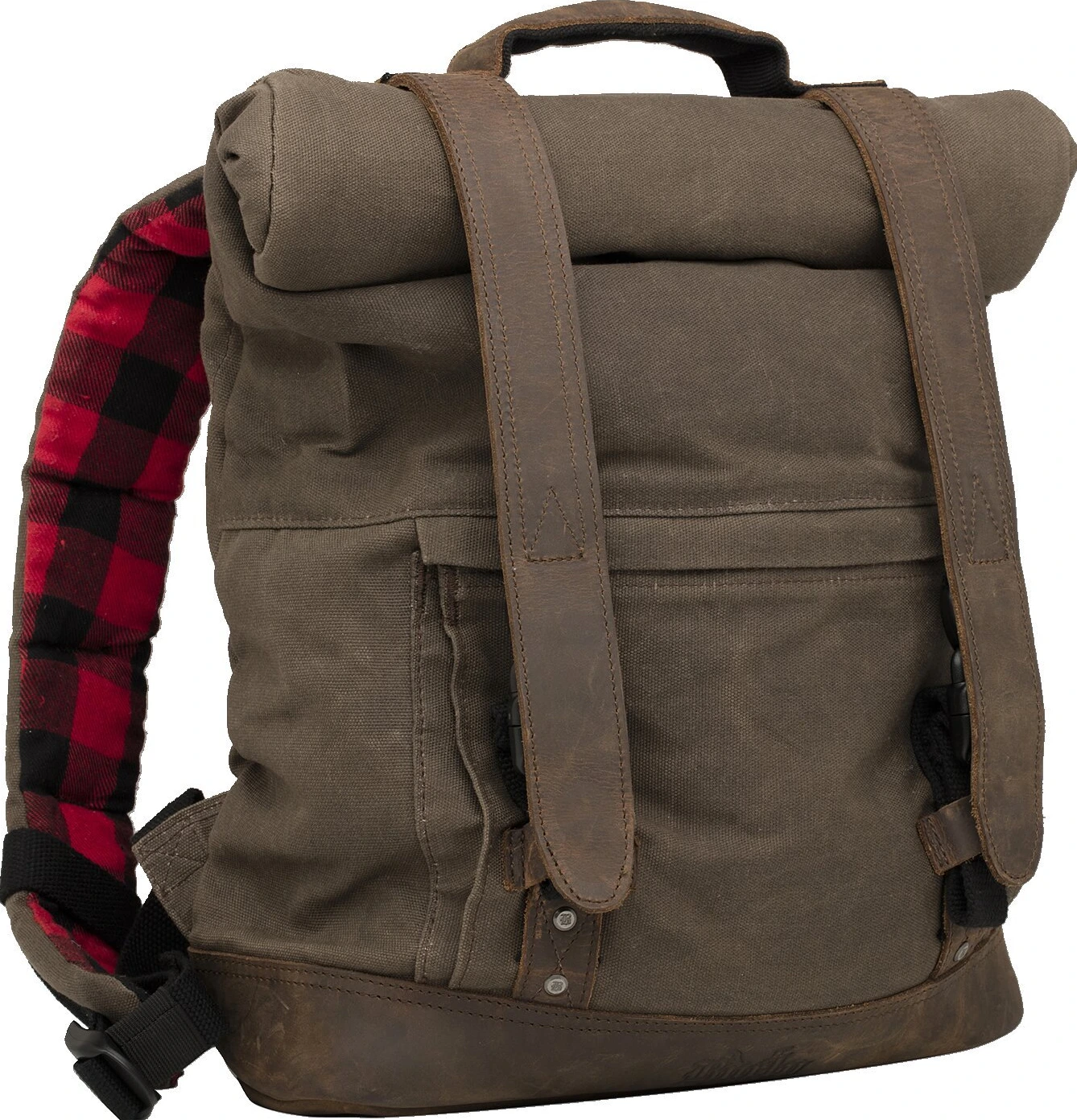 Burly Roll Top backpack bag dark oak, Brown