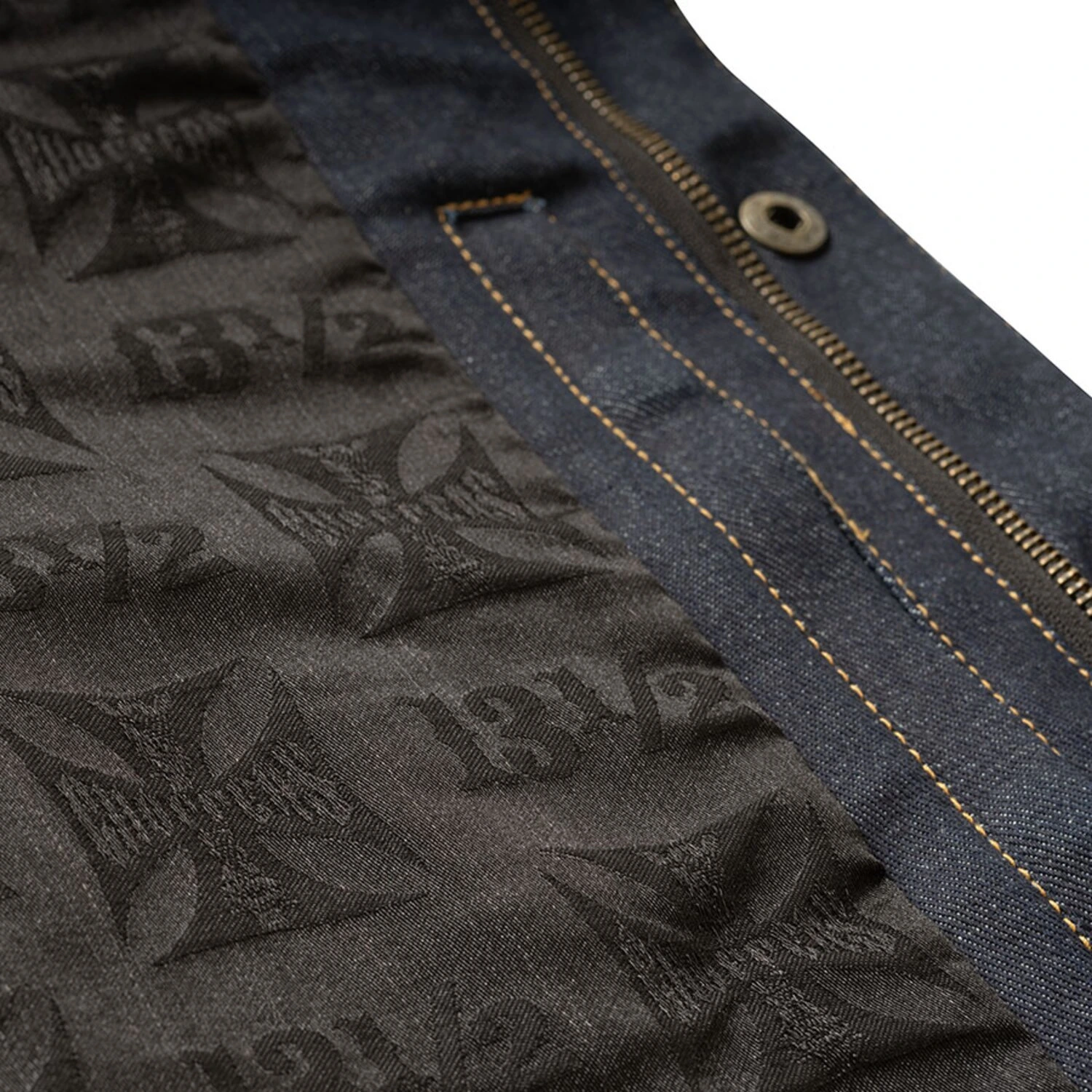 WCC x 13 1/2 Dominator RAW denim riding vest, Blue, S