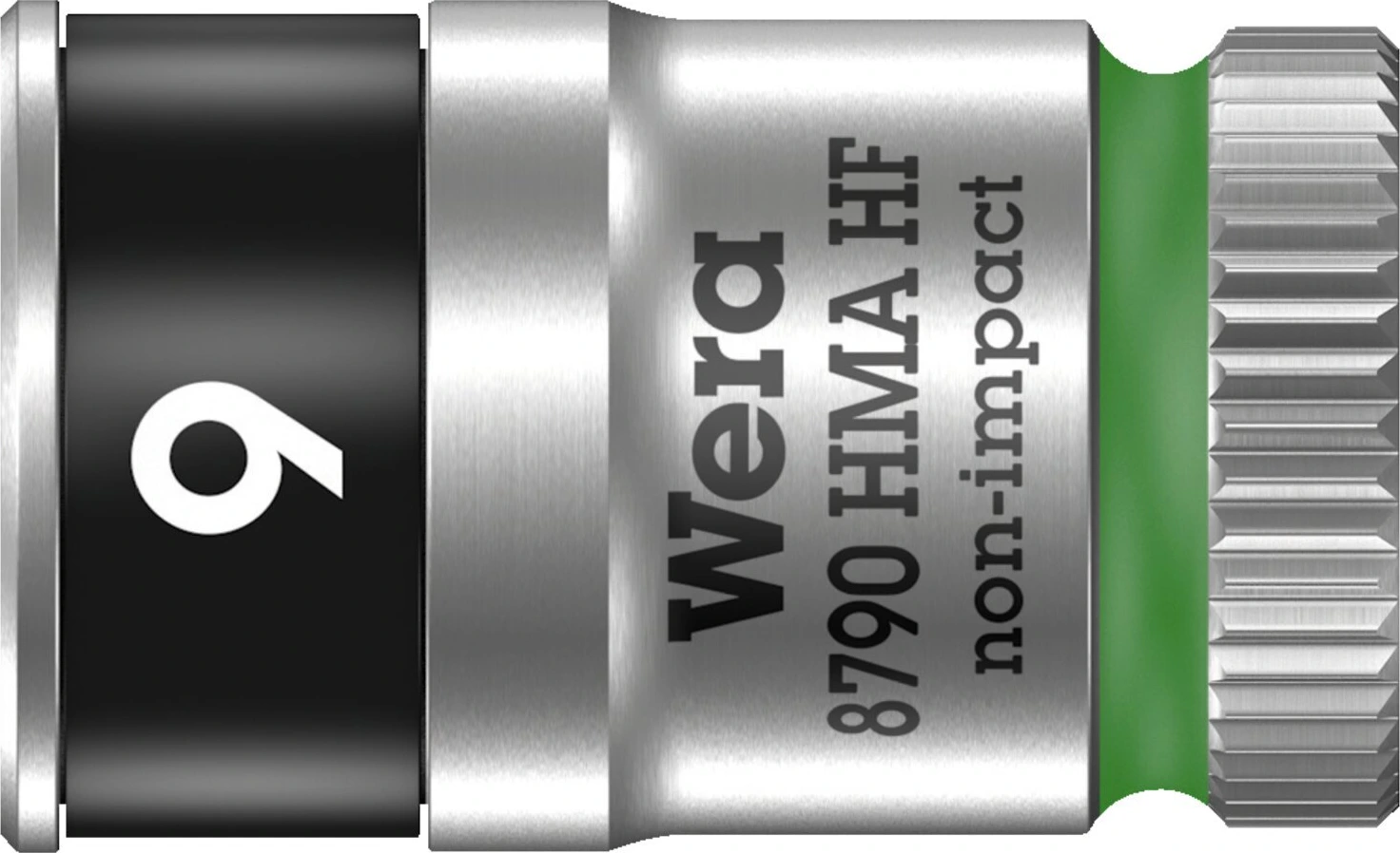 Wera Zyklop 1/4" socket with holding function - Metric 9.0, 9 mm, Chrome