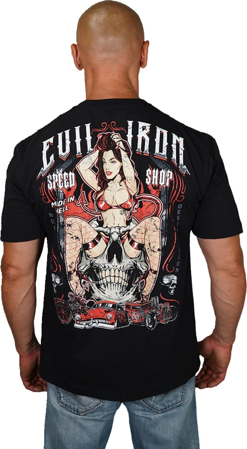 Lethal Threat Evil Iron speed shop T-shirt, Black, XL