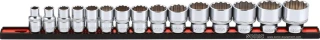 Sonic, socket set 1/2" on rail. 15-piece. US/SAE