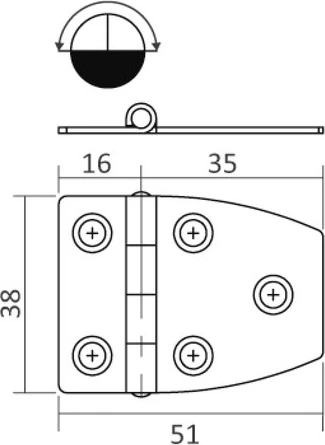 S.S hinge 51x27 mm