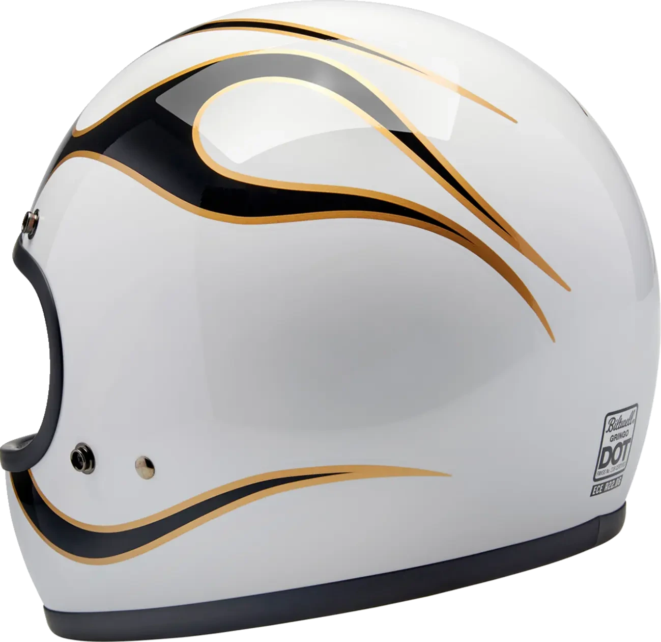 HELMET GRINGO GLOSS WHITE/BLACK W/ FLAMES FLAM MD