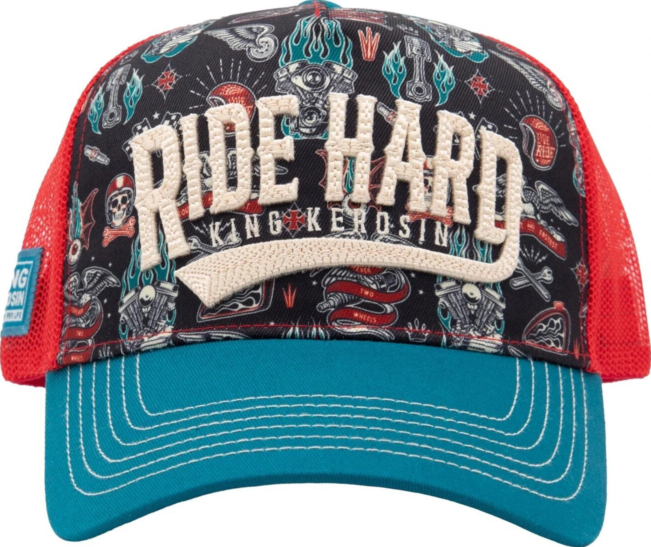 King Kerosin Ride Hard trucker cap, Red