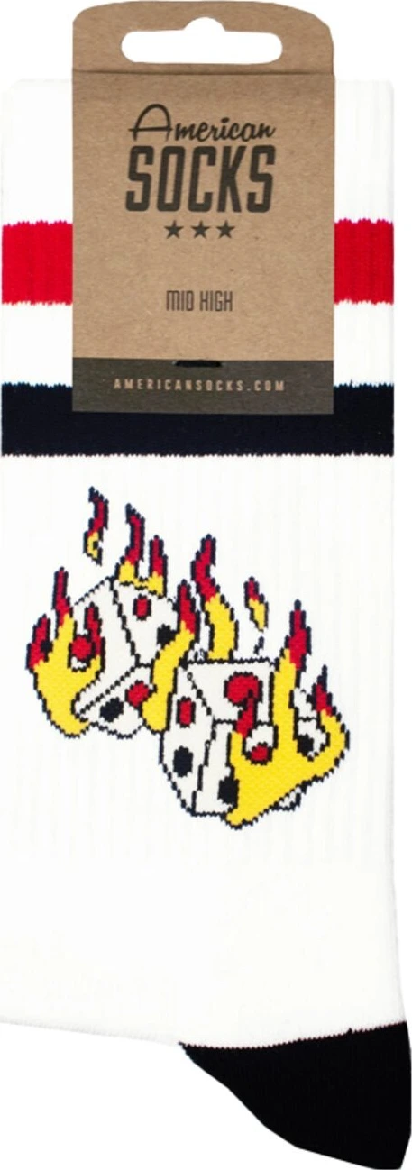 American Socks Roll the dice Mid High socks, White, One size fits most