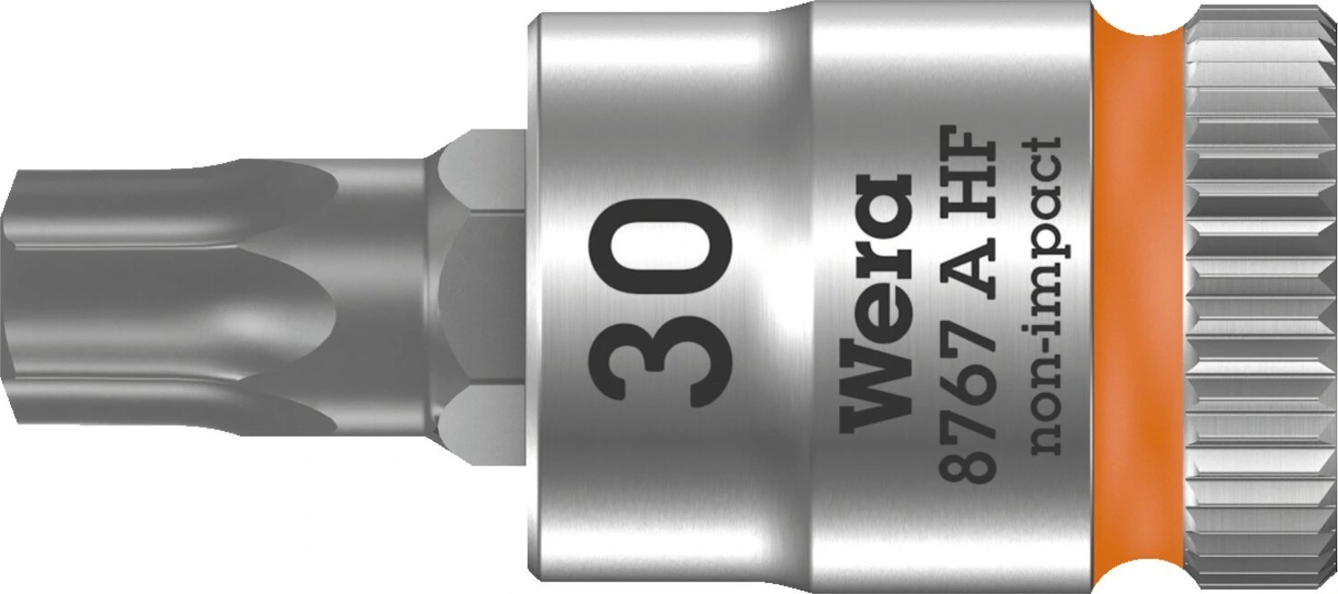 Wera Zyklop 1/4" Torx® socket bit with holding function, Gray, 28 mm, Brushed