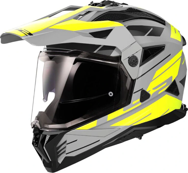 LS2 MX702 PIONEER II NAMIB Helmet - Matt Grey H-V Yellow, S