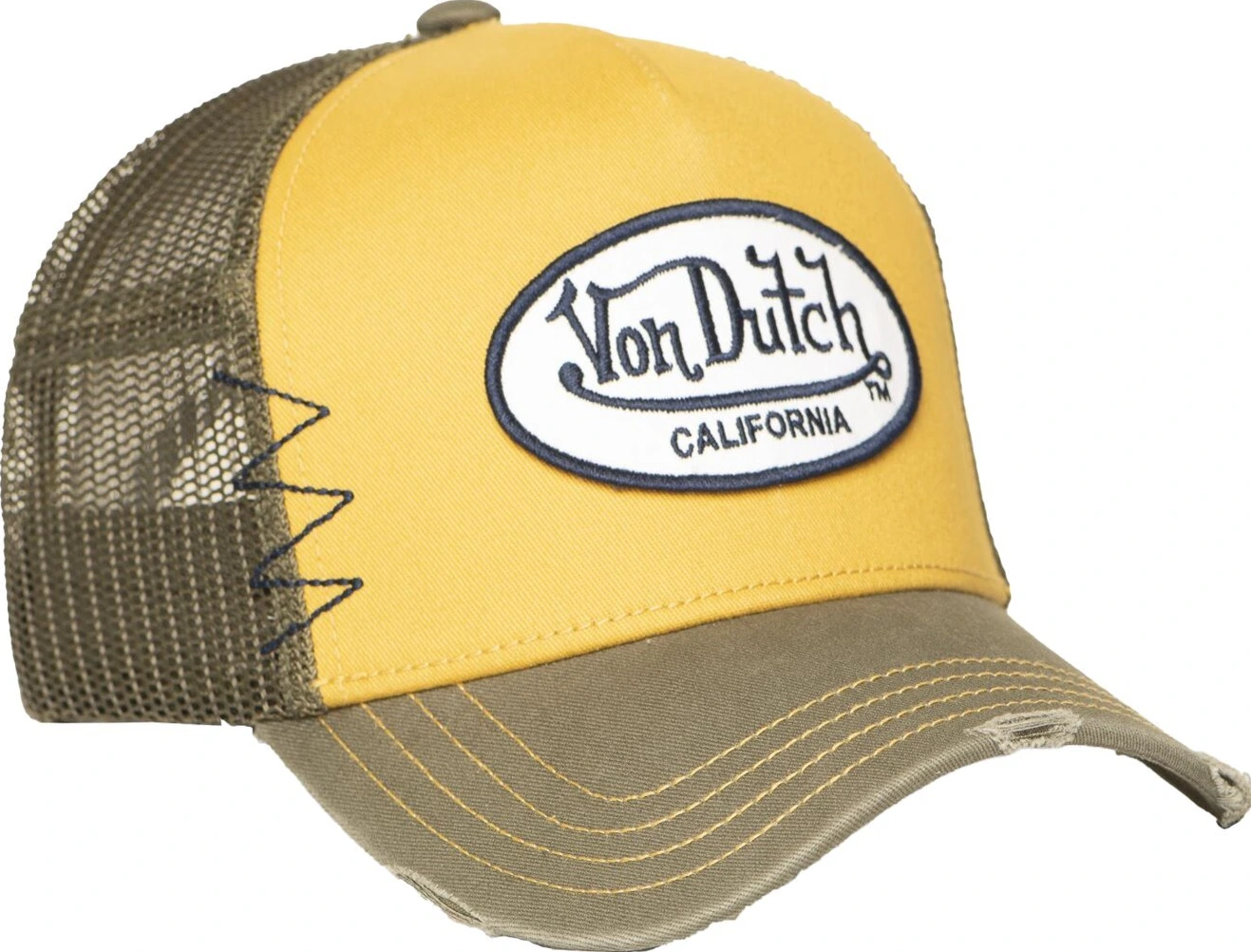 Von Dutch Trucker mesh cap, khaki, Yellow