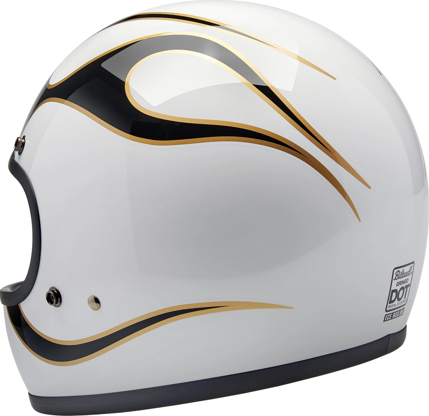Biltwell Gringo helmet, White, black, flames White, XS, gloss