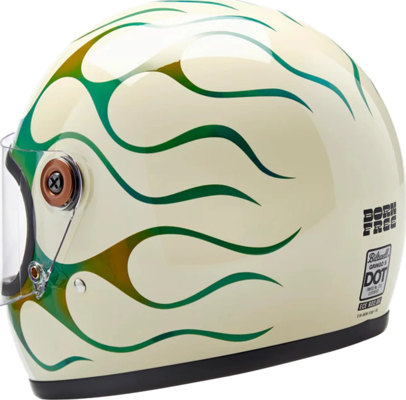 Biltwell Gringo S x Born Free collab helmet, Green, 2XL, Gloss
