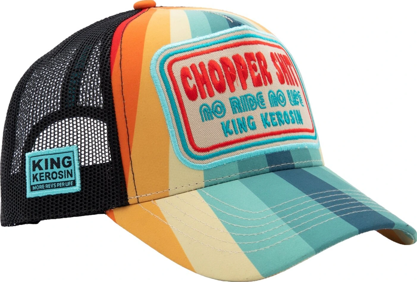 King Kerosin Chopper Shit trucker cap, Blue, orange