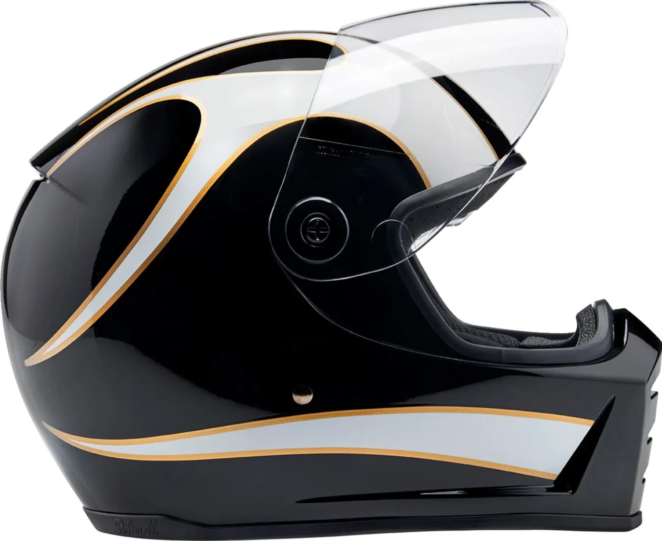 HELMET LANESPLITTER GLOSS BLACK/WHITE W/ FLAMES SM