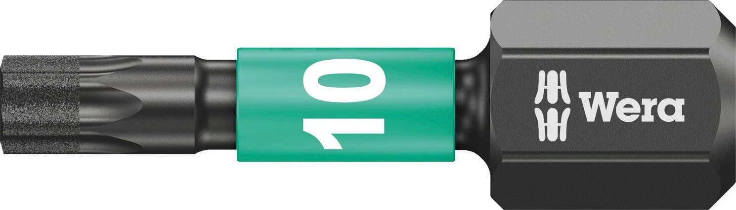 Wera 1/4" bit for Torx® screws Impaktor TX10, Green, 25 mm