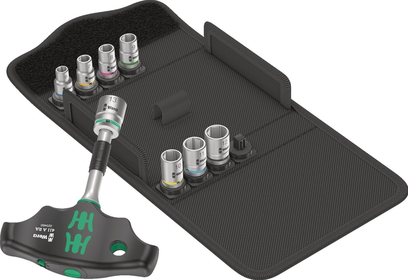 Wera, Kraftform Kompact 400 RA. 1/4" drive. Metric sizes, Black