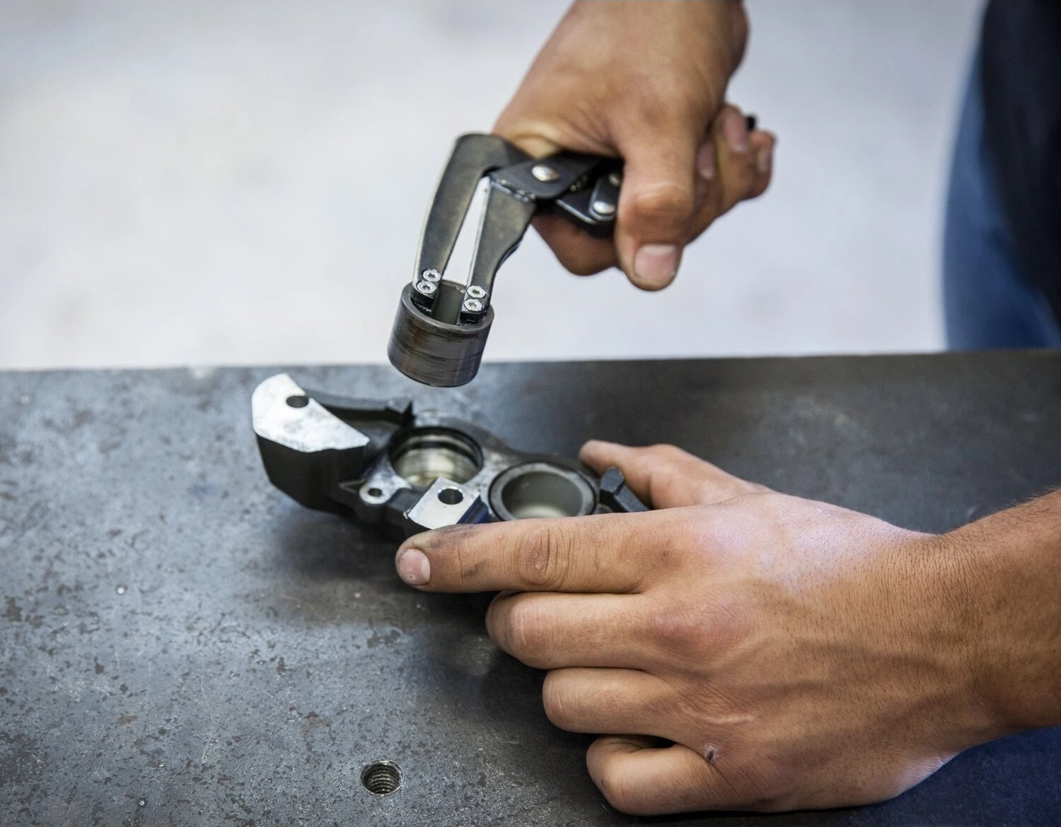 Motorcycle brake piston removal locking pliers