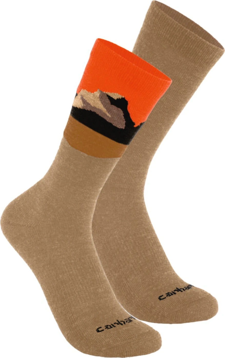 Carhartt Wool Blend Mountain Crew sock 2 Pack assorted3, Khaki, XL