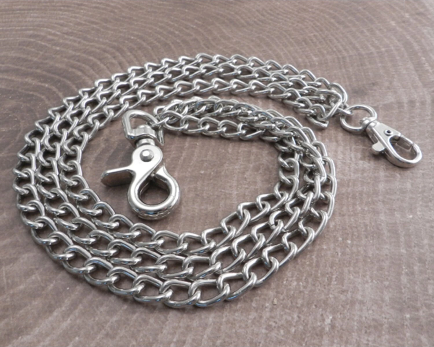 Amigaz Splicer Chrome Triple Wallet Chain, Silver