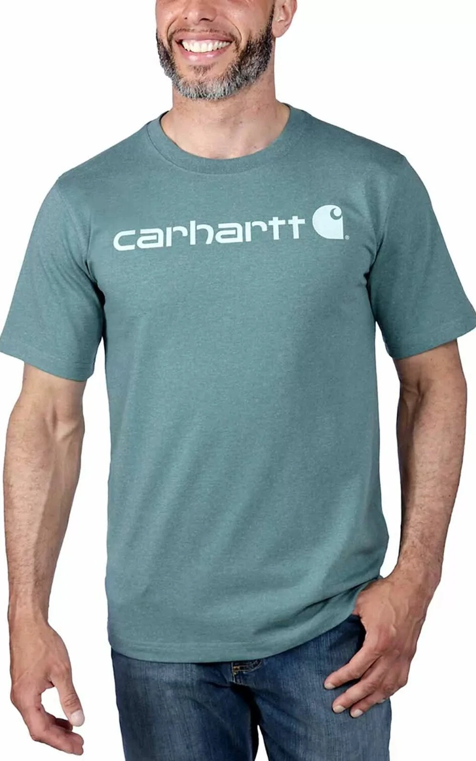 Carhartt Core Logo t-shirt sea pine heather, Gray, XS