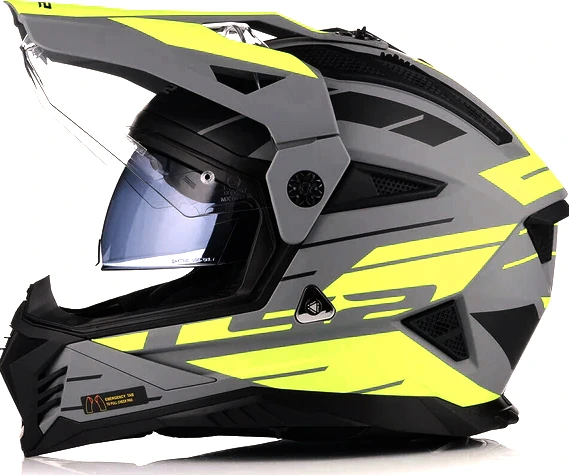 LS2 MX702 PIONEER II NAMIB Helmet - Matt Grey H-V Yellow, S
