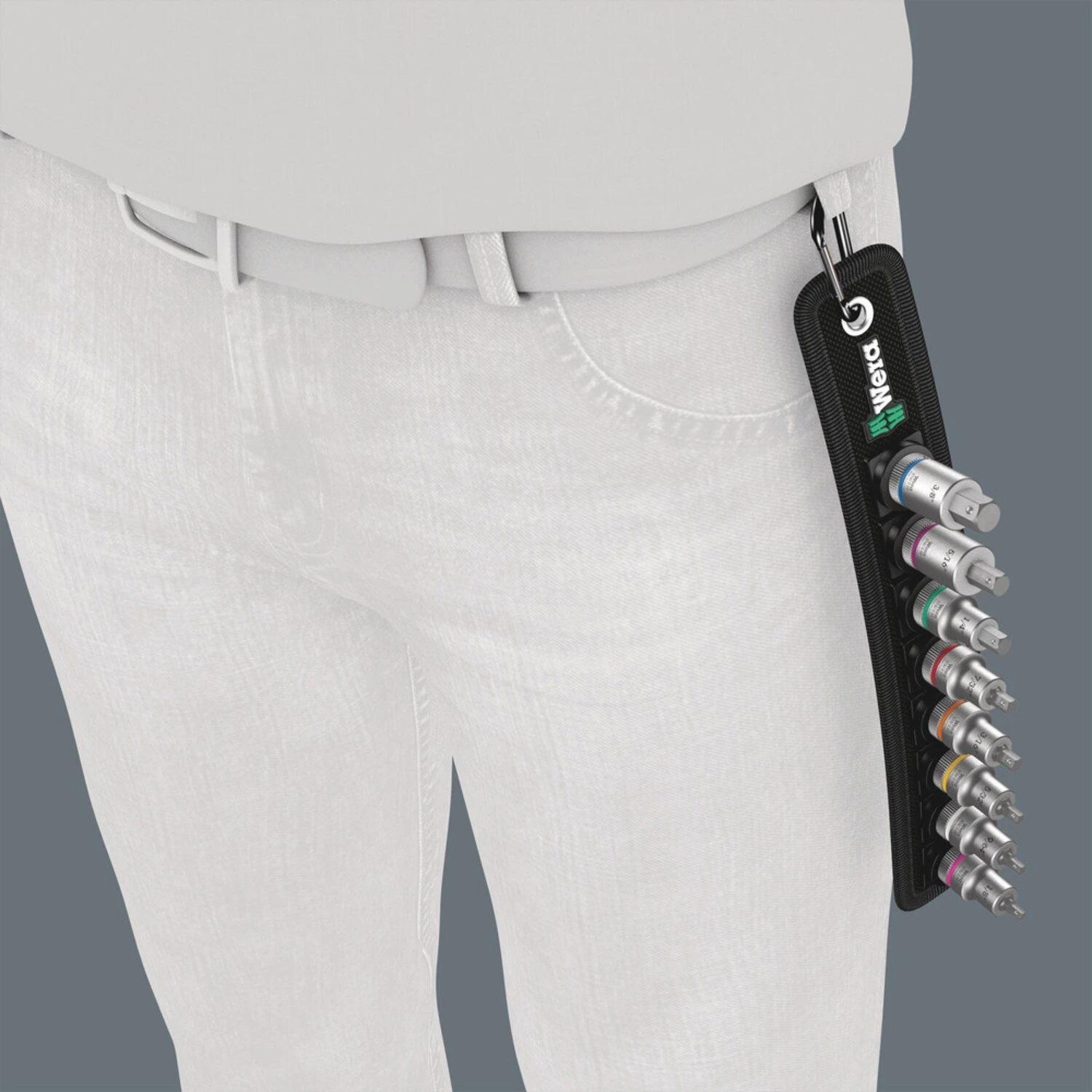 Wera socket belt with 3/8" drive Hex socket bits - US sizes, Black
