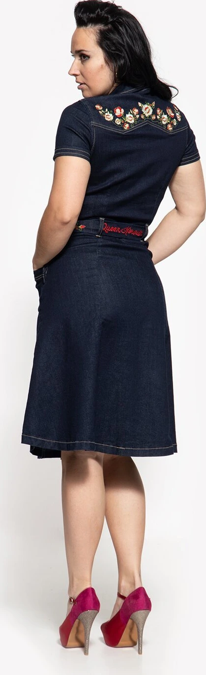 Queen Kerosin Swing Denim dress dark blue, L