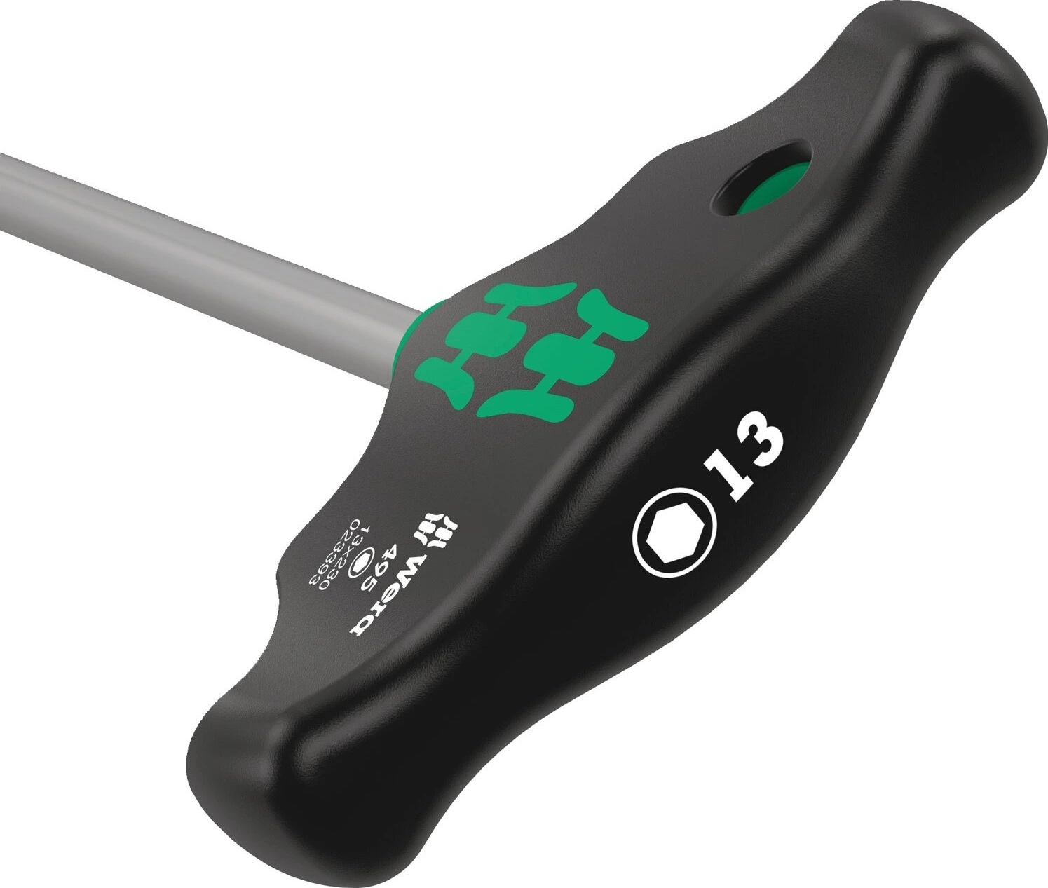 Wera T-handle nutspinner series 495 size 13, Black, 13 mm, Chrome