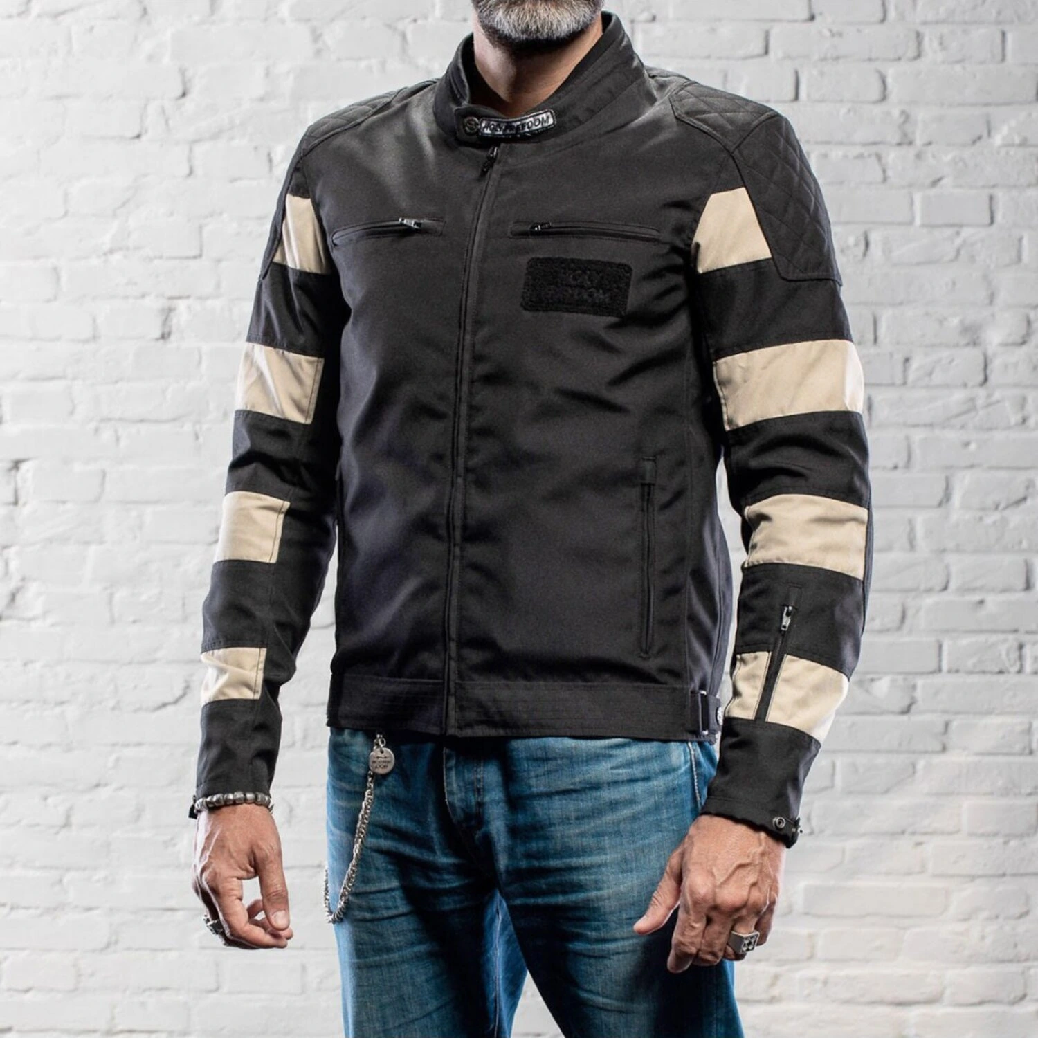 Holy Freedom Prison jacket, Black, off Black, white, M
