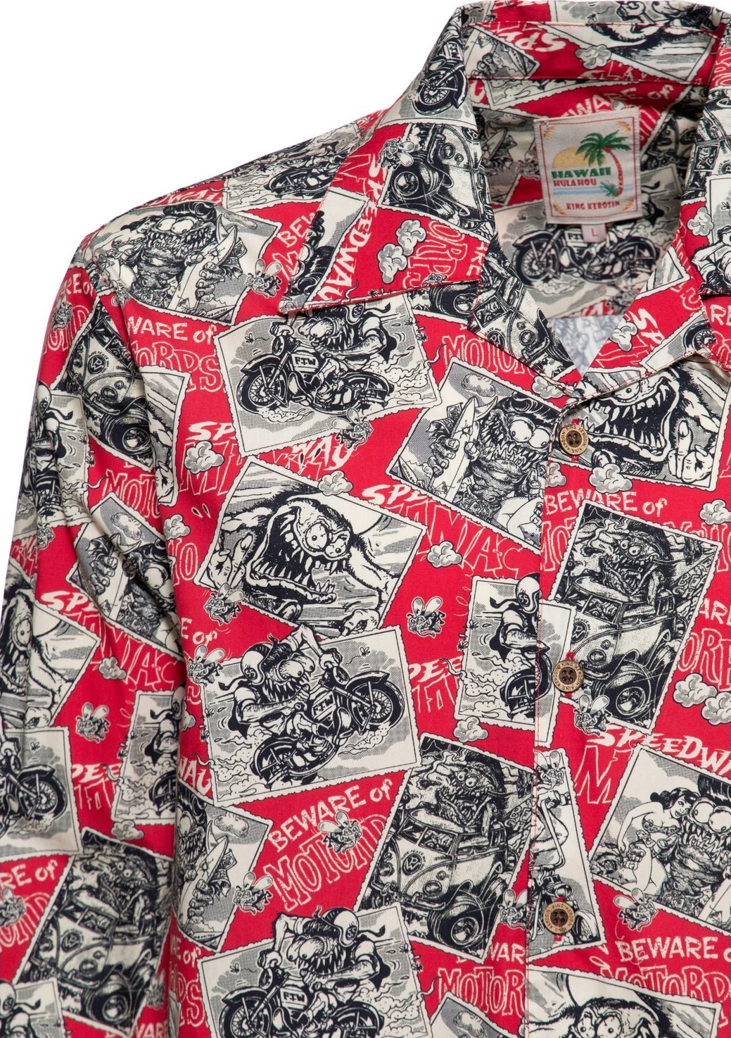 King Kerosin AOP shirt, off Red, dark Red, Red, M