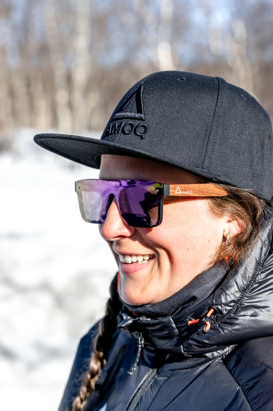 AMOQ Burst Sunglasses PLRZD Wood-Purple Red Mirror