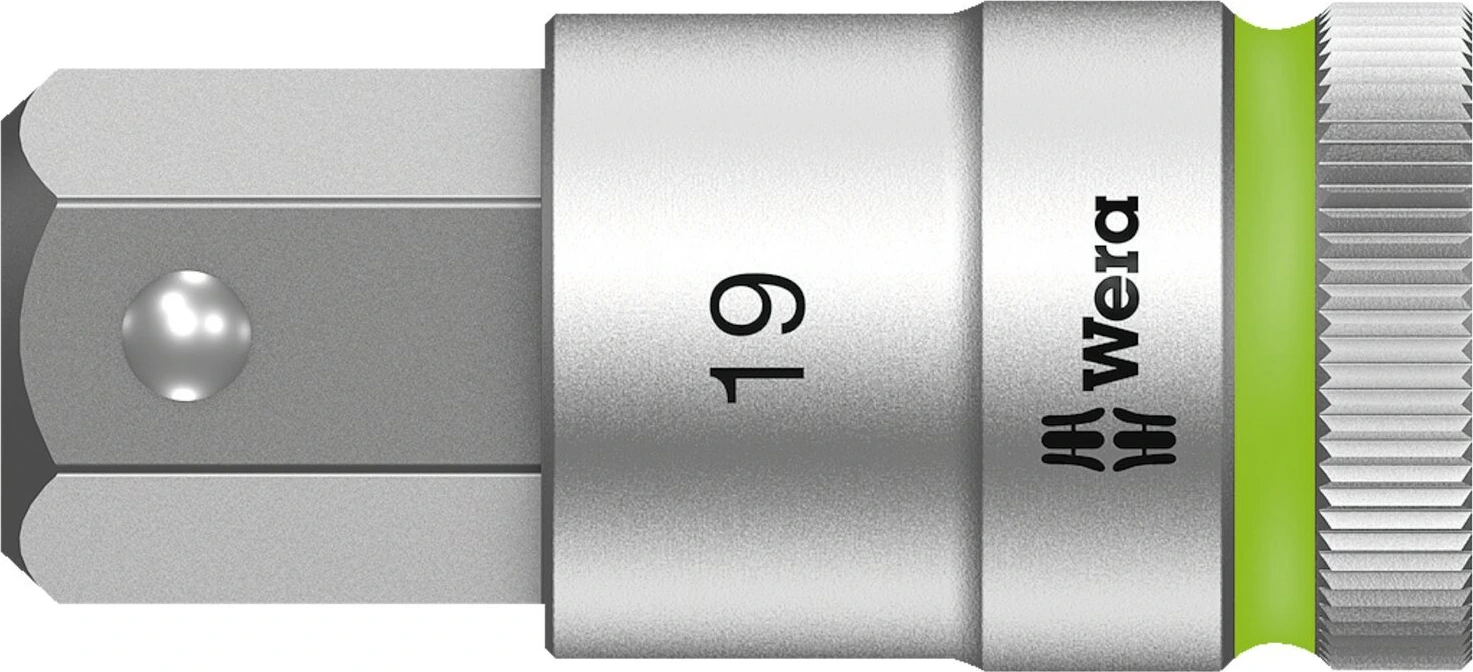 Wera Zyklop 1/2" Hex socket bit with holding function, 19 mm, Brushed