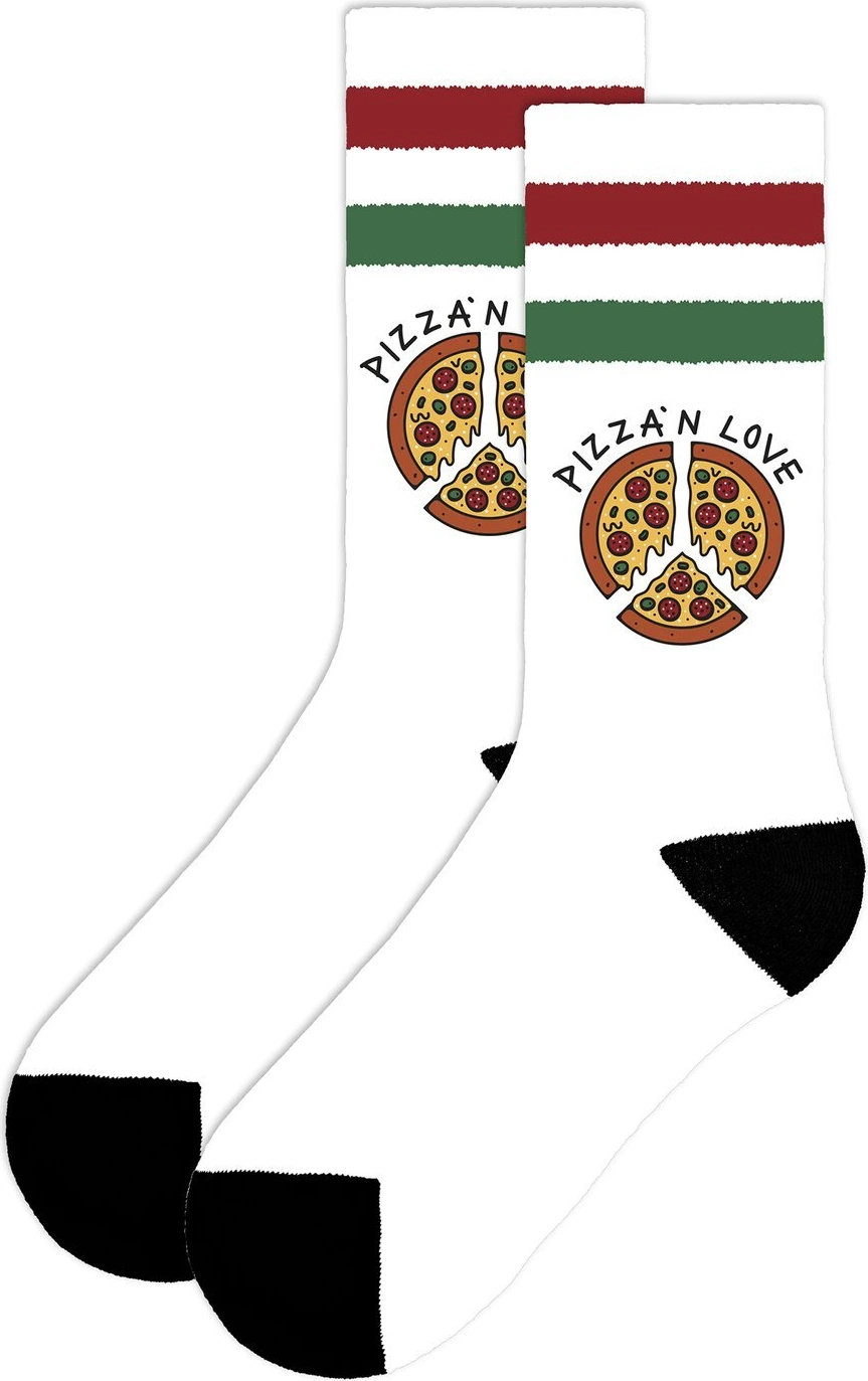 American Socks Pizza'n Love Mid High socks, White, One size fits most