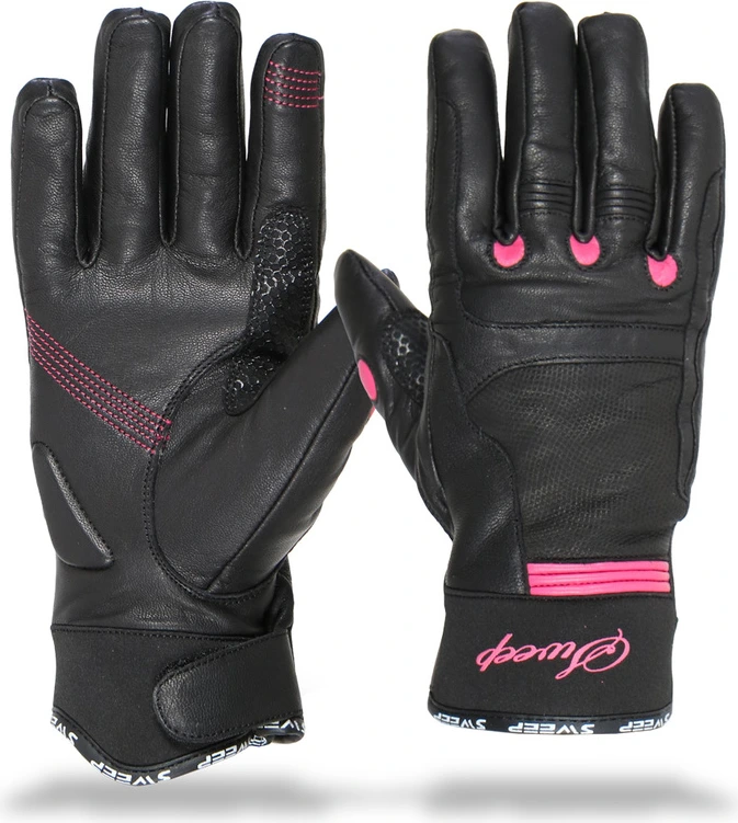 Sweep Leatherglove Diamond WP Lady, black/pink M