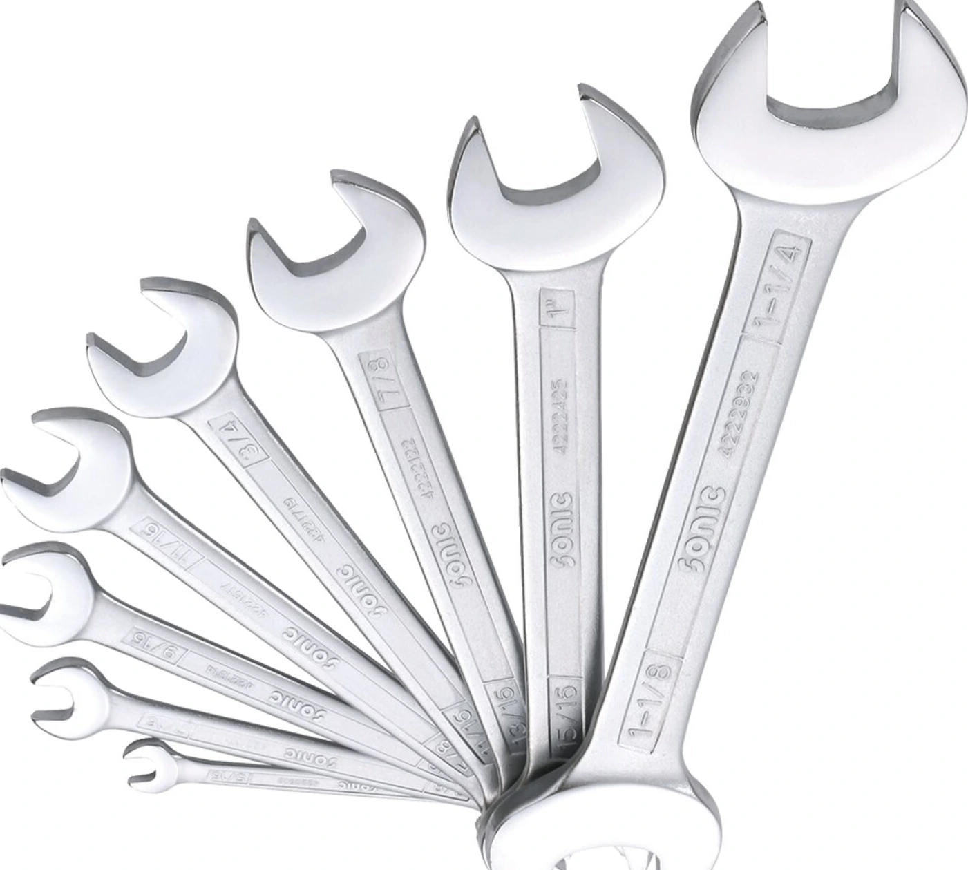Sonic, open end wrench set. 8-piece. US/SAE