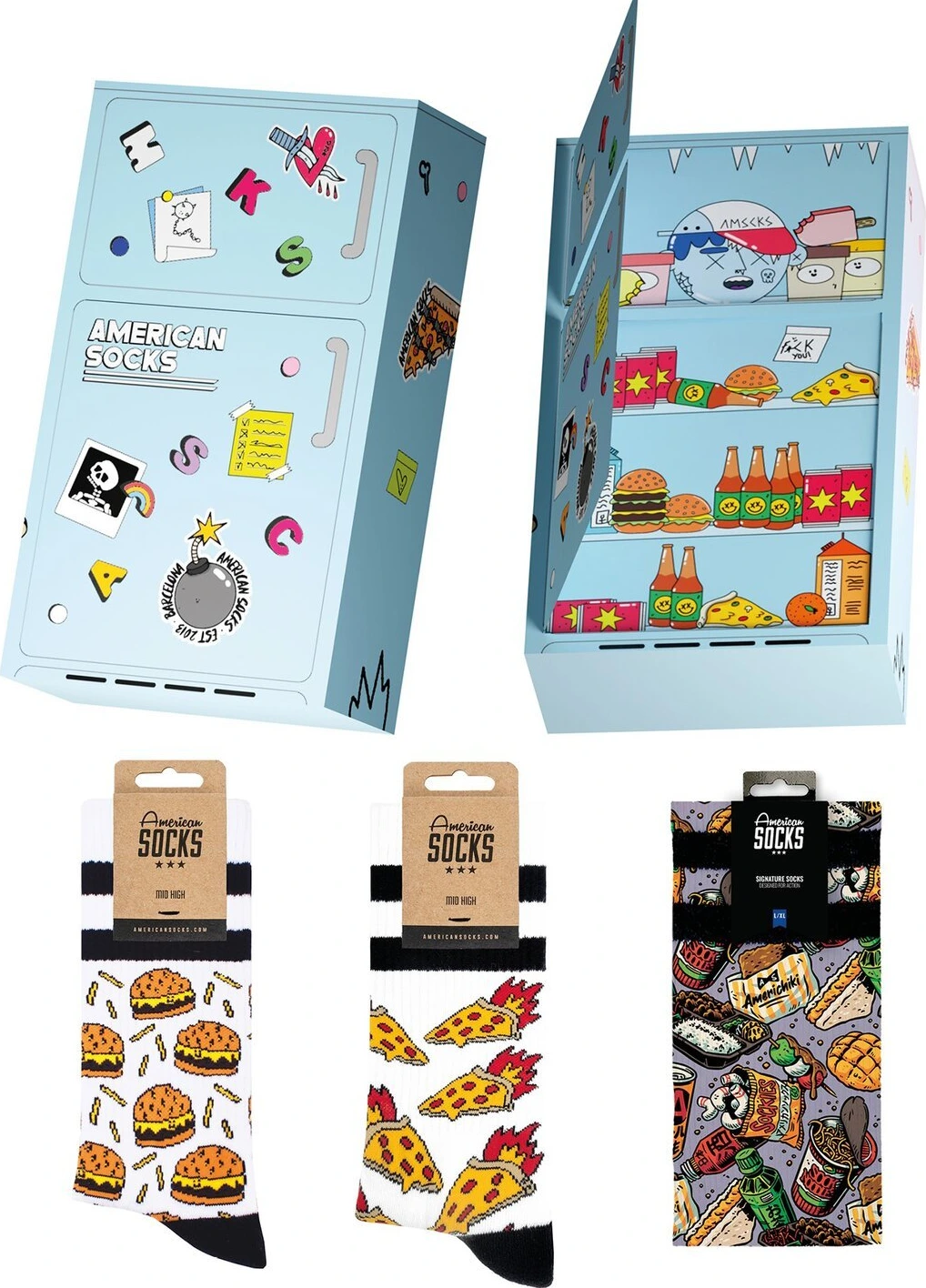 American Socks Frosty Fridge gift box, Multi-color, S/M